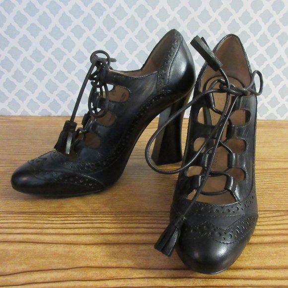 Tory Burch Astrid Lace up Vintage Inspired 5.5 M - Picture 3 of 13